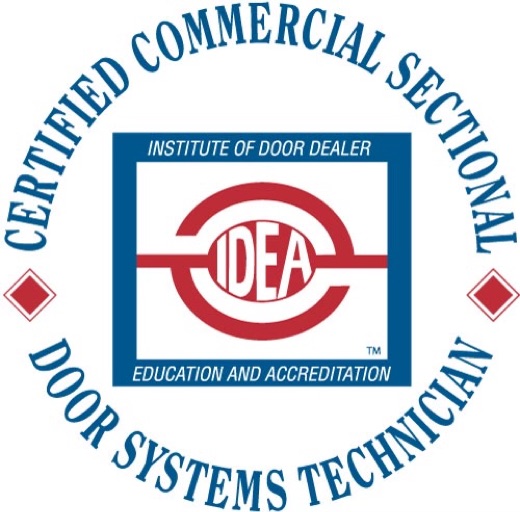IDEA Certified Commercial Sectional Door Systems Technician badge — Institute of Door Dealer Education and Accreditation