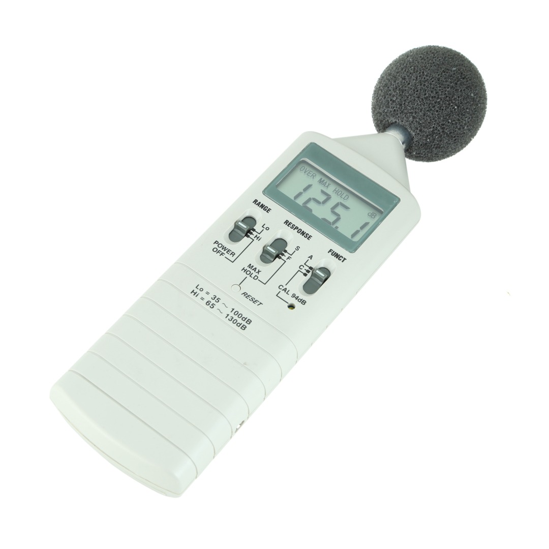 decibel meter with white background stock photo